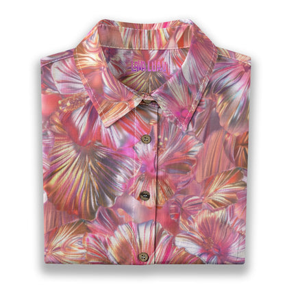 Linen Chrome Dreams Ladies Hawaiian Shirt (Bubblegum Remix)