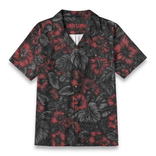 Linen Midnight Bloom (Crimson Eclipse Remix) Hawaiian Shirt