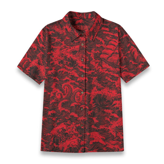 Linen Rogue Waves Ladies (Crimson Tide Remix) Hawaiian Shirt