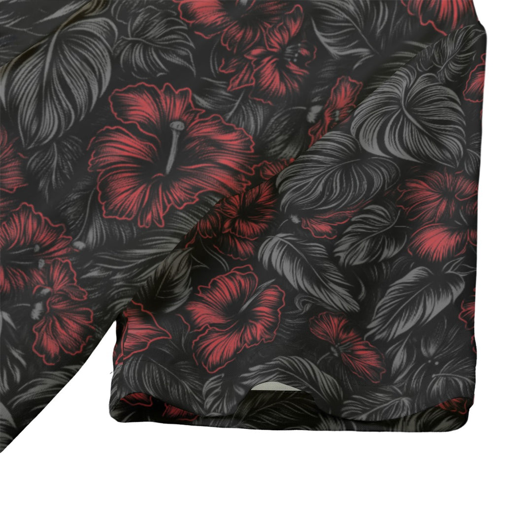 Crimson Bloom Aloha Shirt (Women&