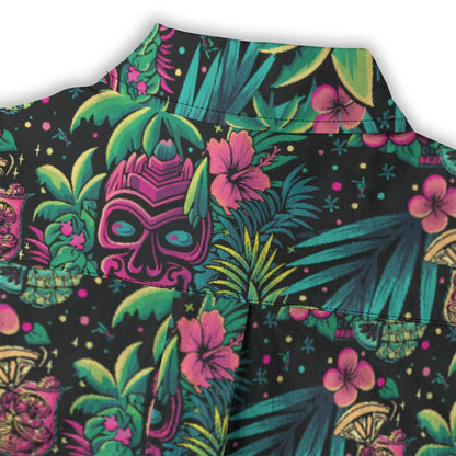 Linen Neon Paradise Ladies Hawaiian Shirt
