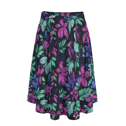 Scribble Birds Midi Skirt