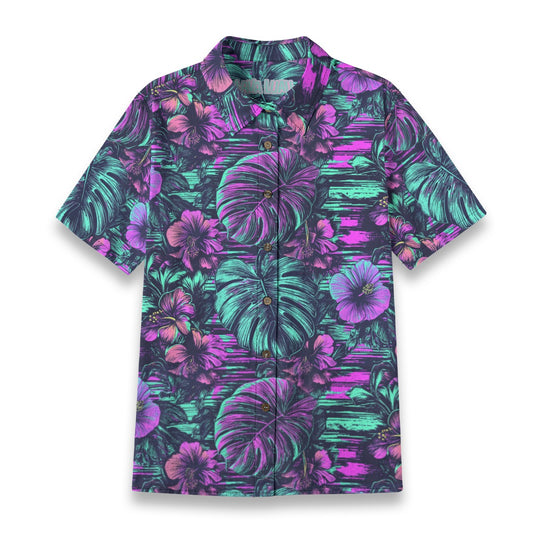 Linen Leaf and Bloom (Wild Remix) Ladies Hawaiian Shirt