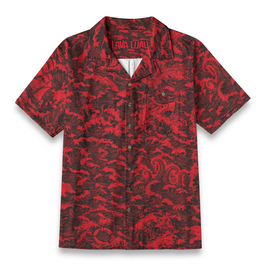 Linen Rogue Waves (Crimson Tide Remix) Hawaiian Shirt