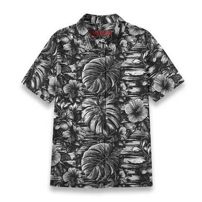 Linen Leaf & Bloom (Noir Remix) Ladies Hawaiian Shirt