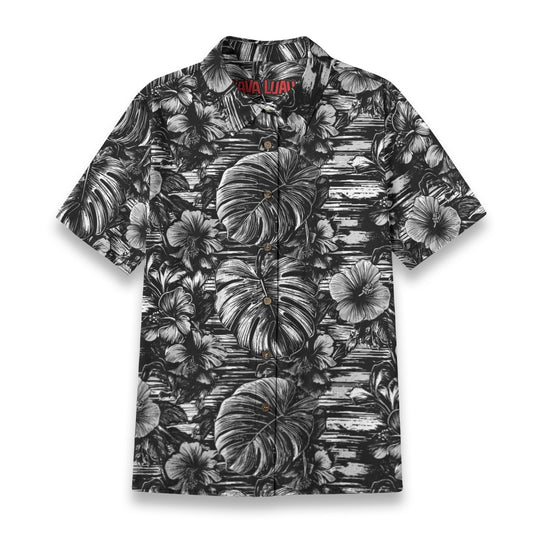 Linen Leaf & Bloom (Noir Remix) Ladies Hawaiian Shirt