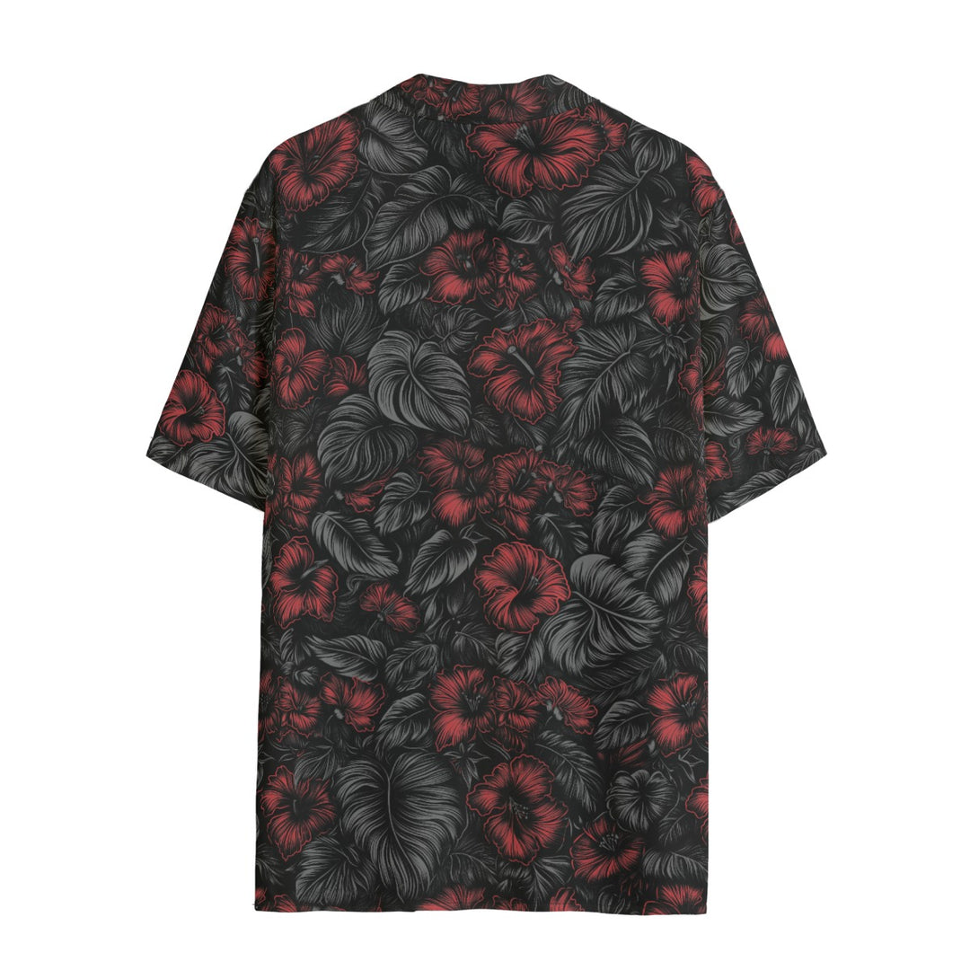 Crimson Bloom Aloha Shirt (Women&