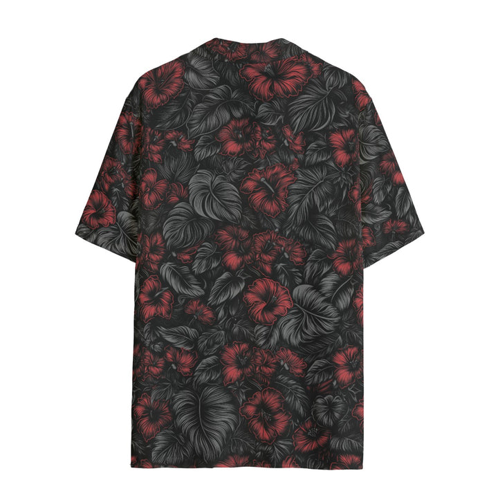 Crimson Bloom Aloha Shirt (Women&
