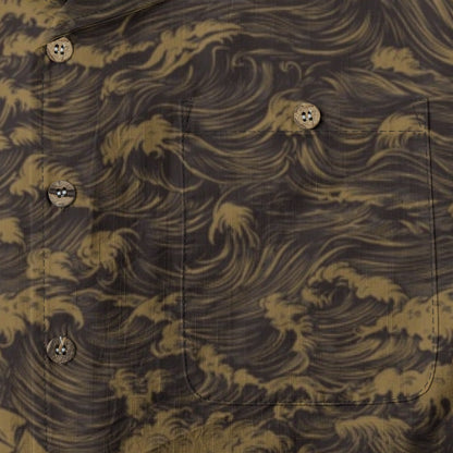 Linen Rogue Waves (Vintage Map Remix) Hawaiian Shirt