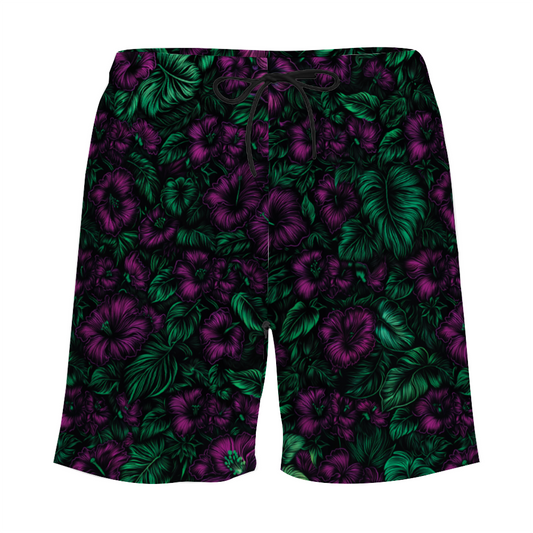 Midnight Bloom Lined Swim Trunks