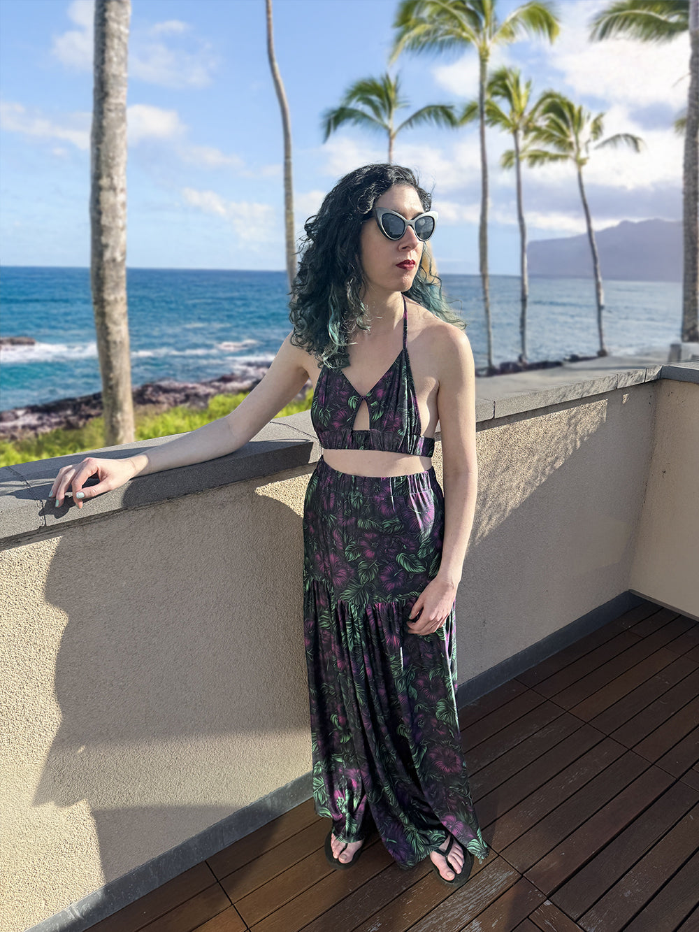Midnight Bloom Aloha Skirt Set