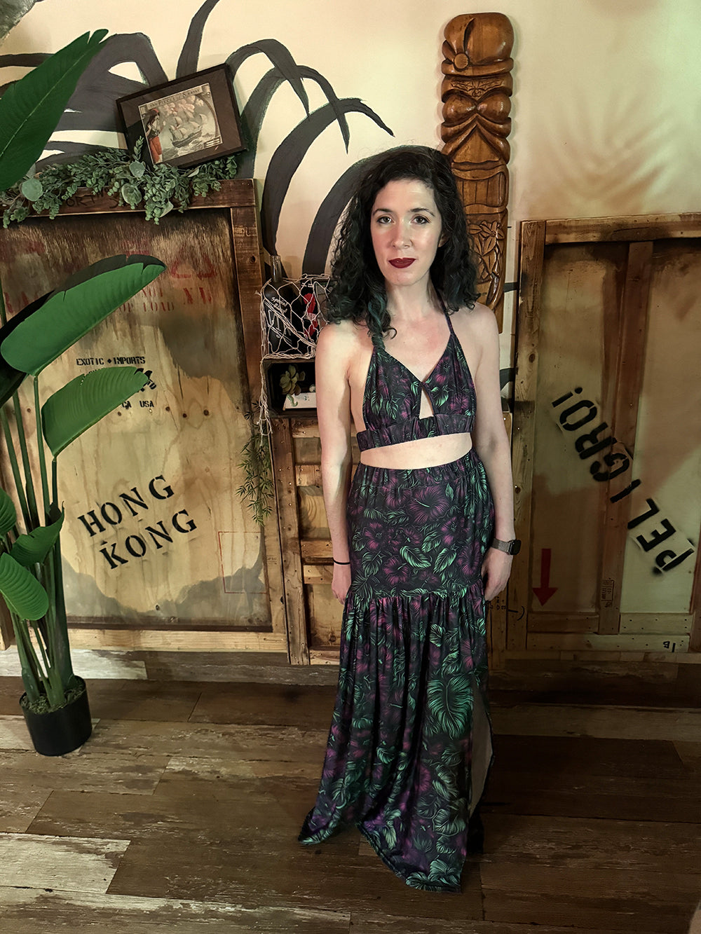 Midnight Bloom Aloha Skirt Set