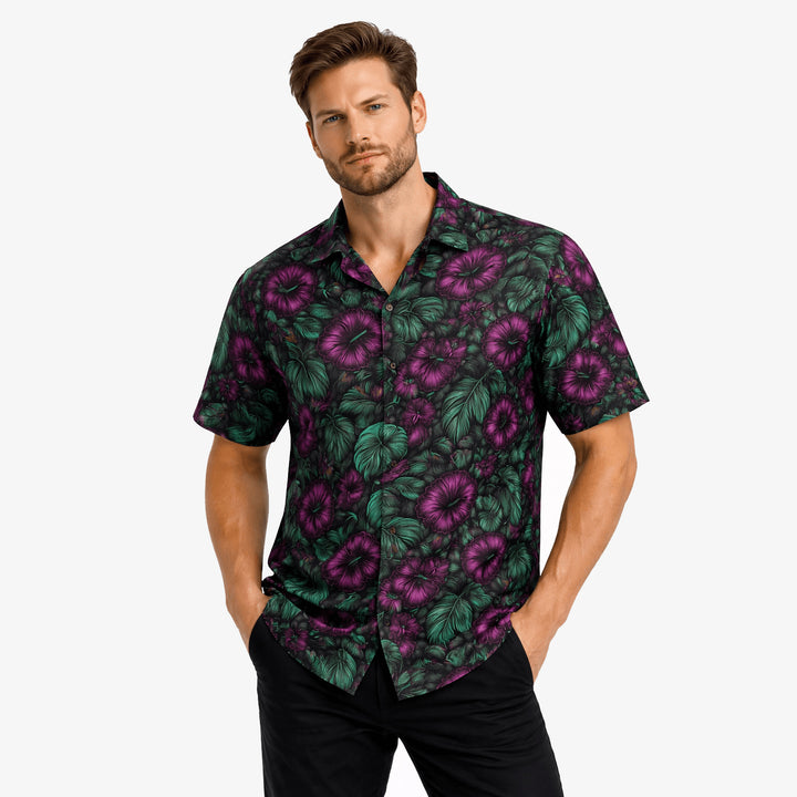 Midnight Bloom Aloha Shirt (Men&