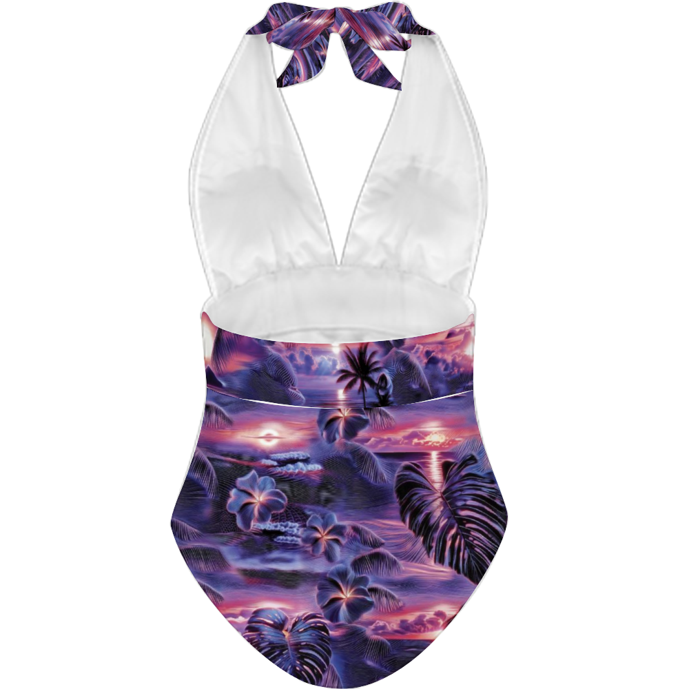 Custom All Over Print Women's Tankini Halterneck One Piece Swimsuit