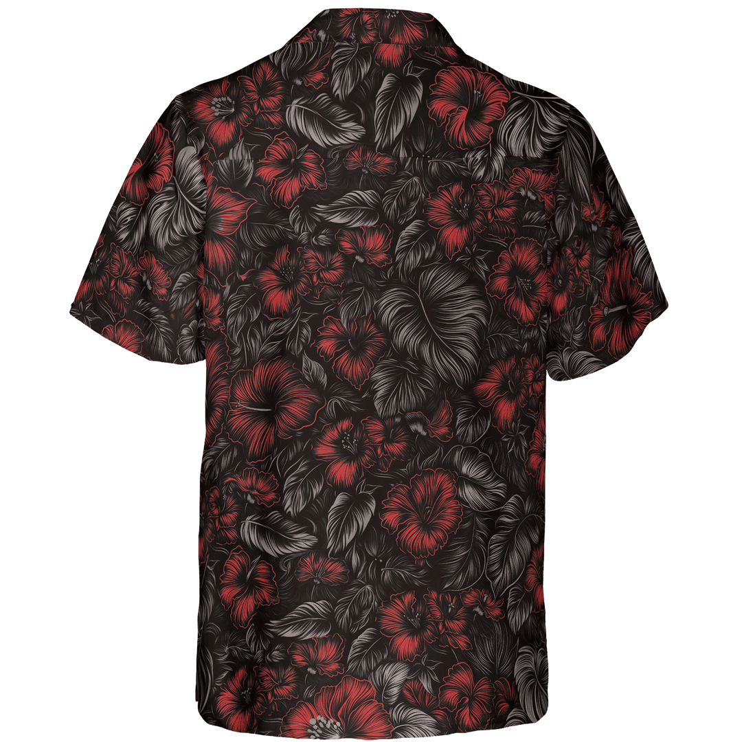 Crimson Bloom Aloha Shirt (Men&