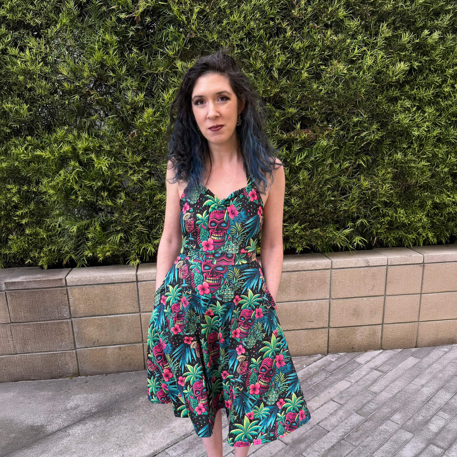 neon tropical dress Vacation Outfits