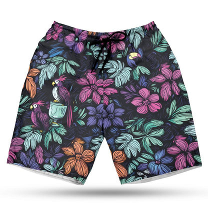 Scribble Birds Hawaiian Shorts (Tropical Dusk Remix)