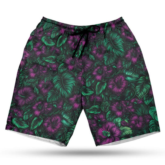 Midnight Bloom Hawaiian Shorts