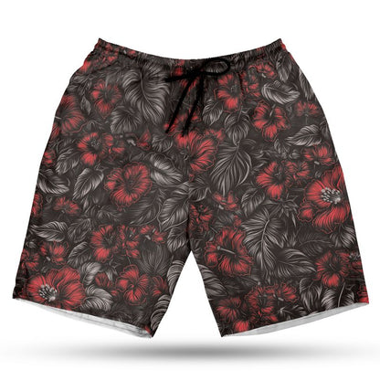 Midnight Bloom Hawaiian Shorts (Crimson Eclipse Remix)