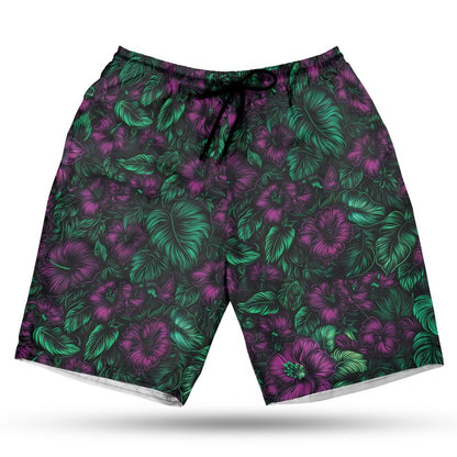 Midnight Bloom Hawaiian Shorts